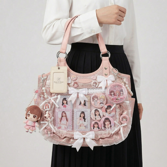 Hanabira Y2K Dopamine Petal Scallop Shopper Large Pink ita bag | Cute Kawaii itabag backpack, Custom Anime Oshikatsu Window Display Bag