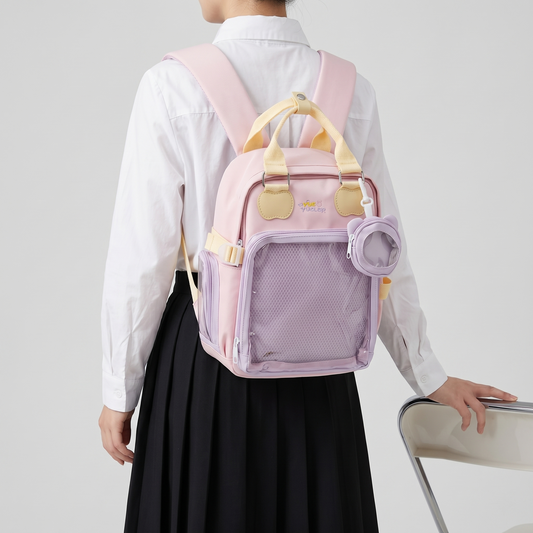 Hanamatsuri Pocket Itabag Backpack – Kawaii Ita Bag Backpack, Oshikatsu Pin Display Bag with Mesh Window, School & Casual Daypack