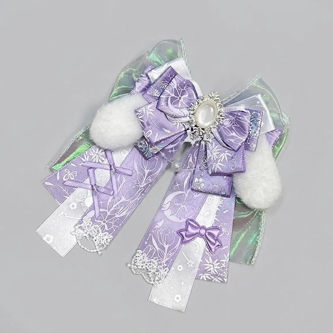 Purple Ita Bag Accessories Set | Ribbon Bow Charm, Pin Holder, Photocard Holder, Ita Bag Accessories, Oshikatsu Decor