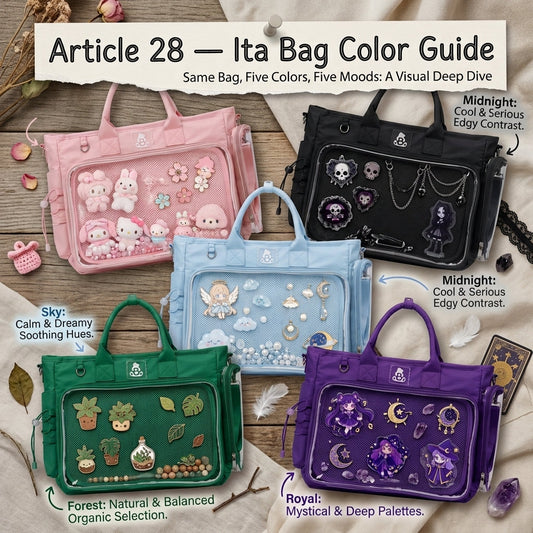 Same ita bag shown in multiple colors to demonstrate how bag color changes the visual mood of a collection