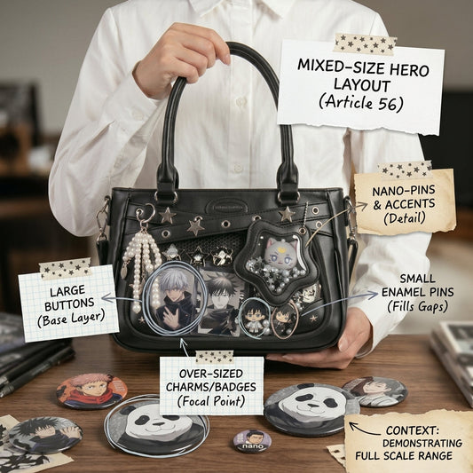Mixed pin-size ita bag display