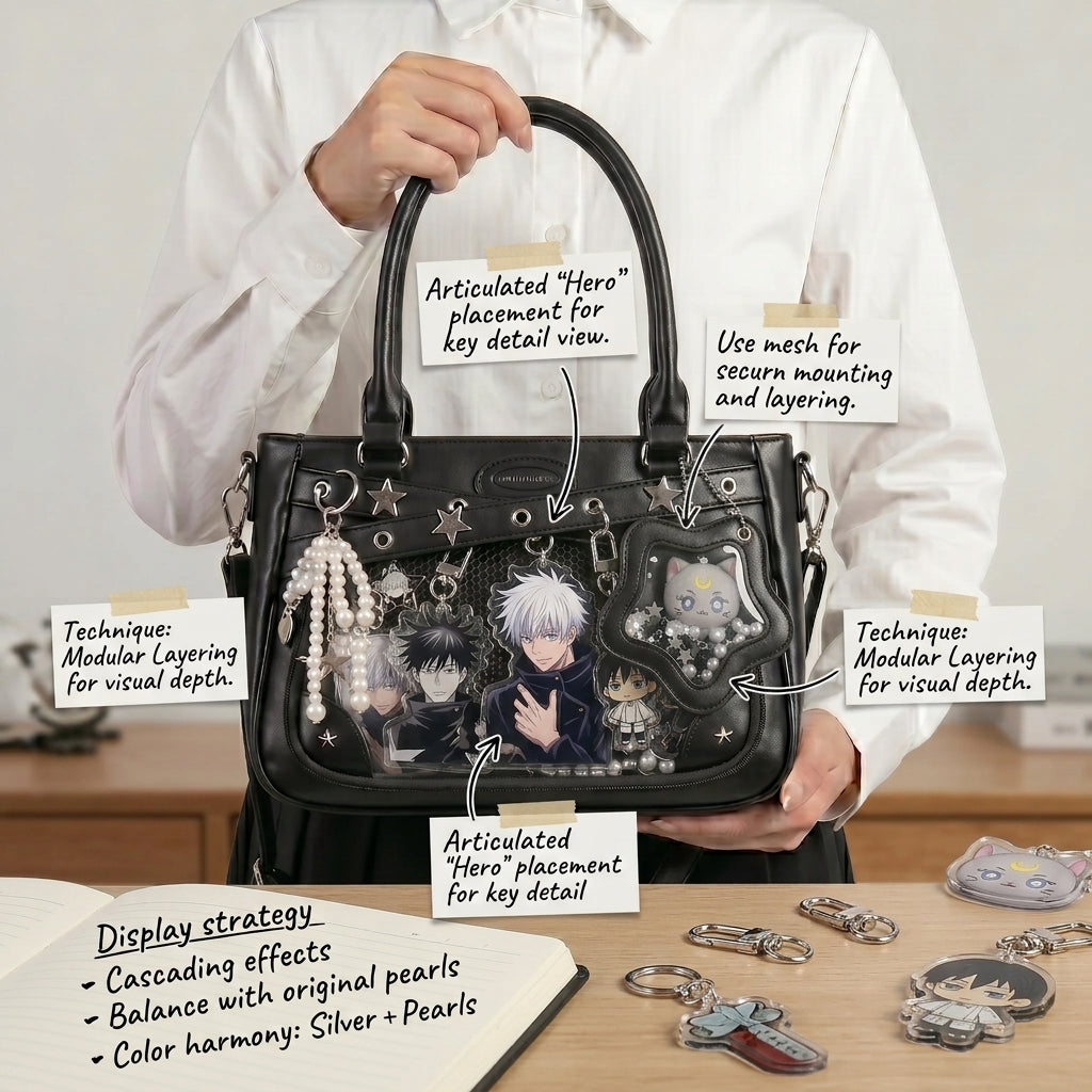 Acrylic charm focused ita bag display