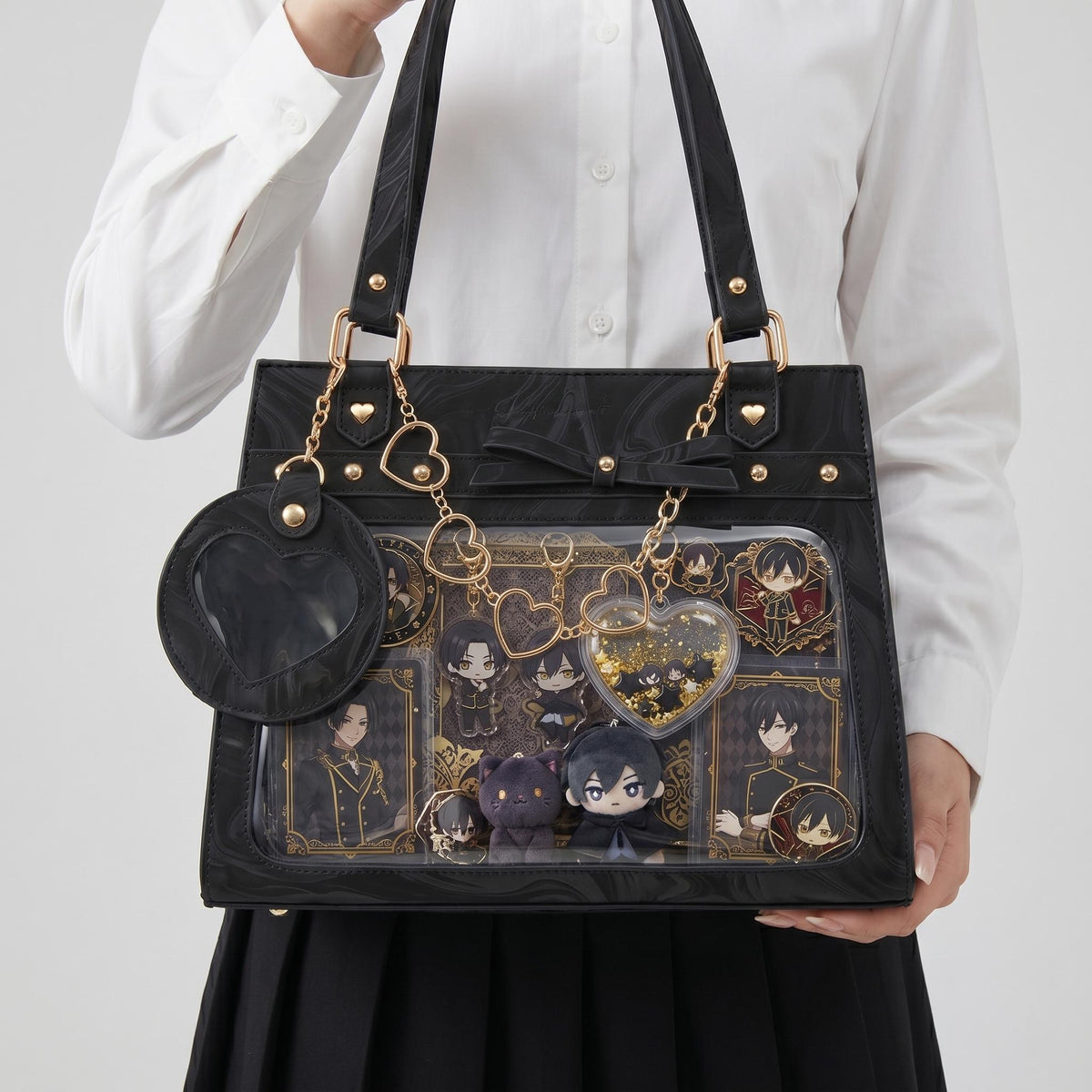 Sakura Dual Window Shoulder Ita Bag front view showing dual display windows and shoulder strap