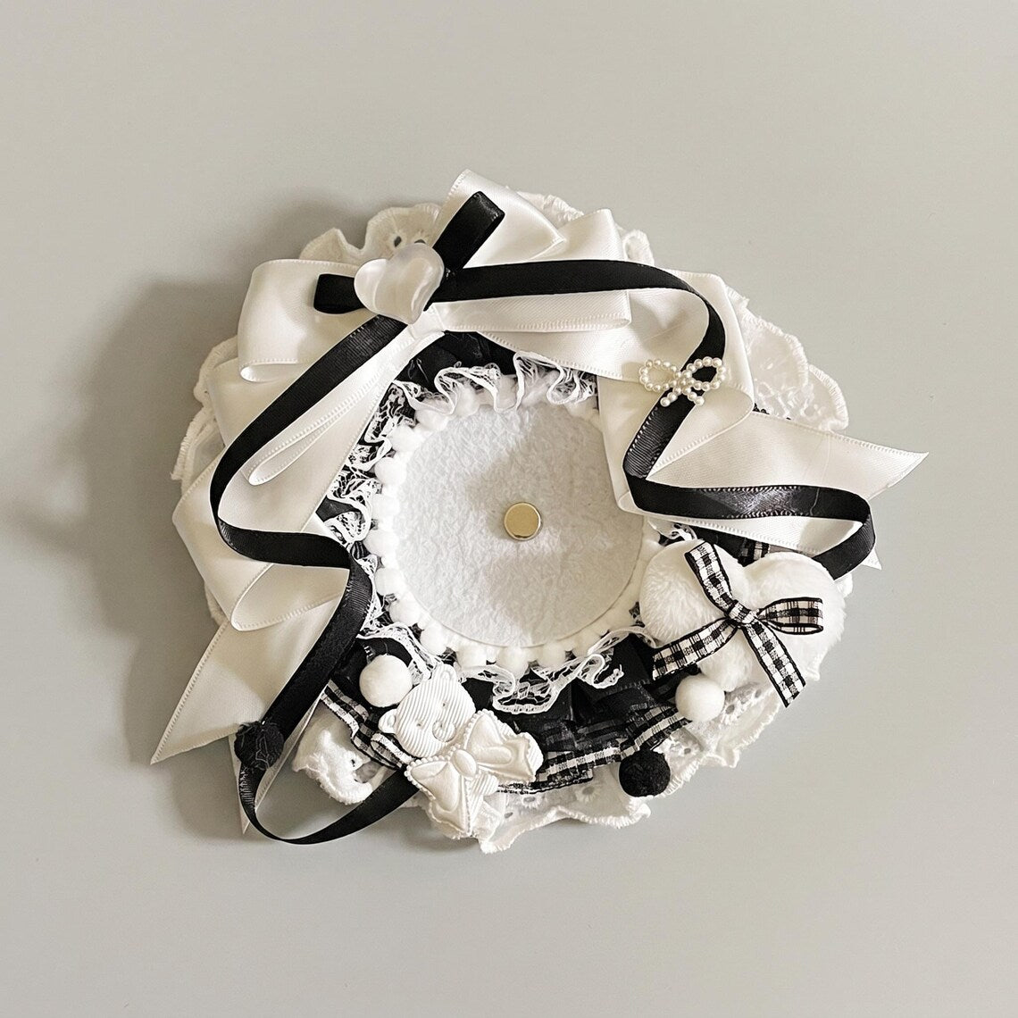 Black Ita Bag Accessories Set | Ribbon Bow Charm, Pin Holder, Badge Holder, Photocard Holder, Ita Bag Accessories, Oshikatsu Decor