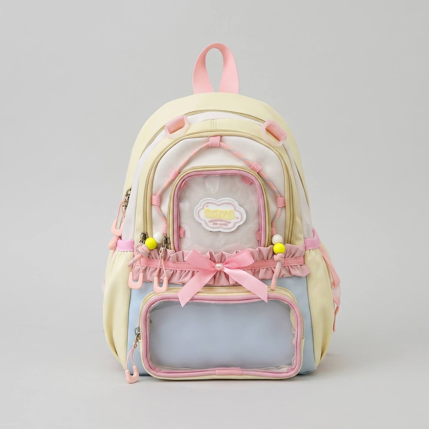 Kaori the Y2K Dopamine Multi Pocket Large Backpack Ita Bag Backpack with Custom Accessories | Oshikatsu Cute Kawaii Anime Itabag Daypack