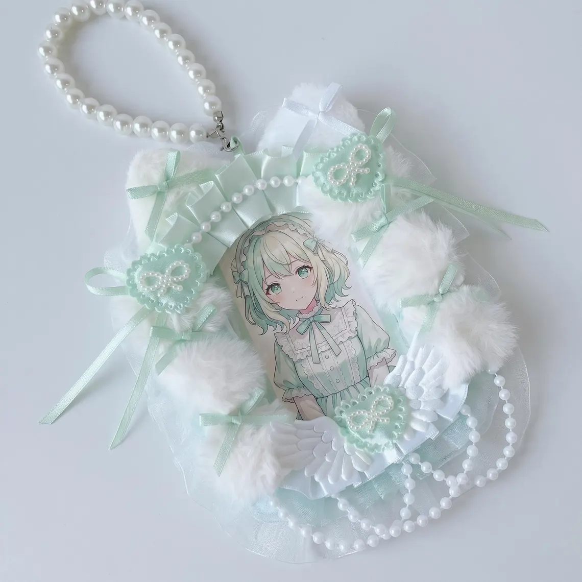 Mint Green Itabag Accessories, Photocard Holder, Pin Holder, Ita Bag Decor, Ita Backpack Charm, Kawaii Oshikatsu Goods