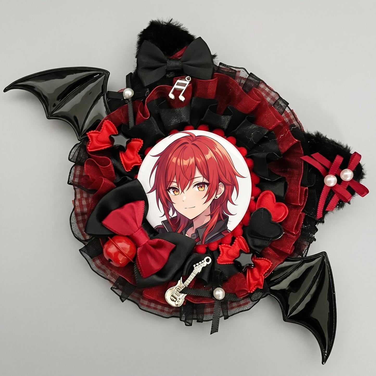 Red Ita Bag Accessories Set | Ribbon Bow Charm, Pin Holder, Badge Holder, Photocard Holder, Ita Bag Accessories, Oshikatsu Decor