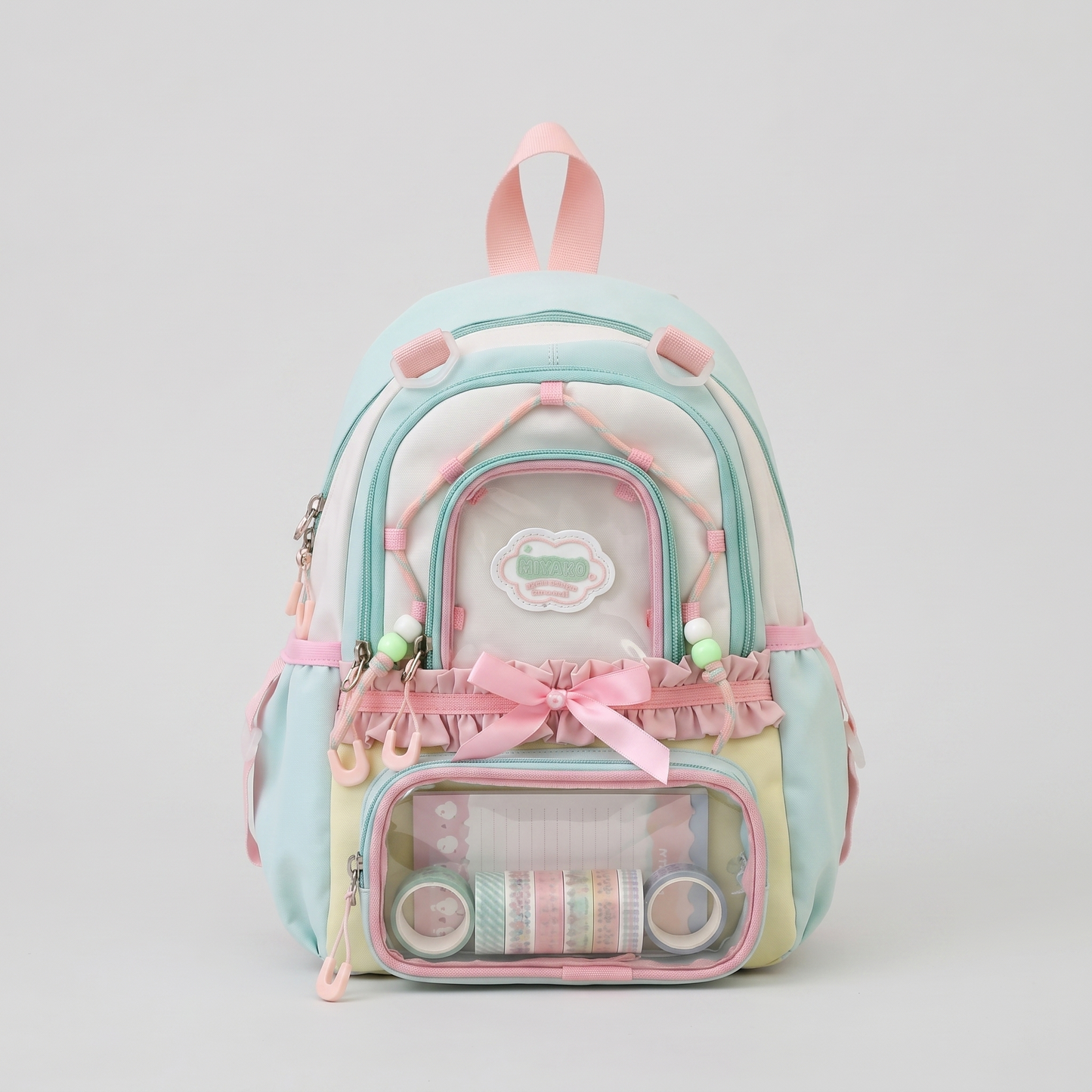 Kaori the Y2K Dopamine Multi Pocket Large Backpack Ita Bag Backpack with Custom Accessories | Oshikatsu Cute Kawaii Anime Itabag Daypack