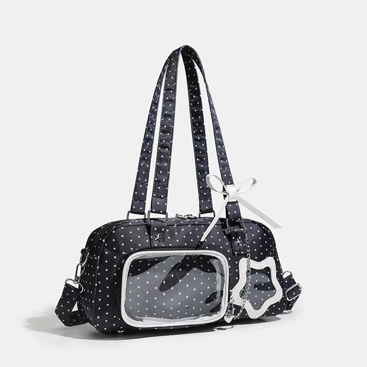 Sora Dual Window Shoulder Ita Bag product detail view showing dual display areas and carrying hardware