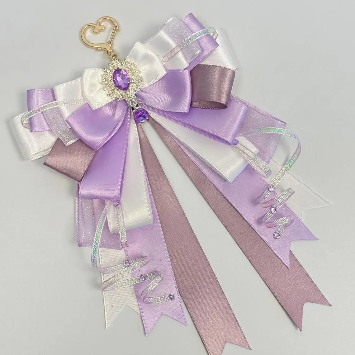 Purple Ita Bag Accessories Set | Ribbon Bow Charm, Pin Holder, Photocard Holder, Ita Bag Accessories, Oshikatsu Decor