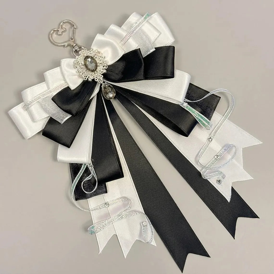 Black Ita Bag Accessories Set | Ribbon Bow Charm, Pin Holder, Badge Holder, Photocard Holder, Ita Bag Accessories, Oshikatsu Decor