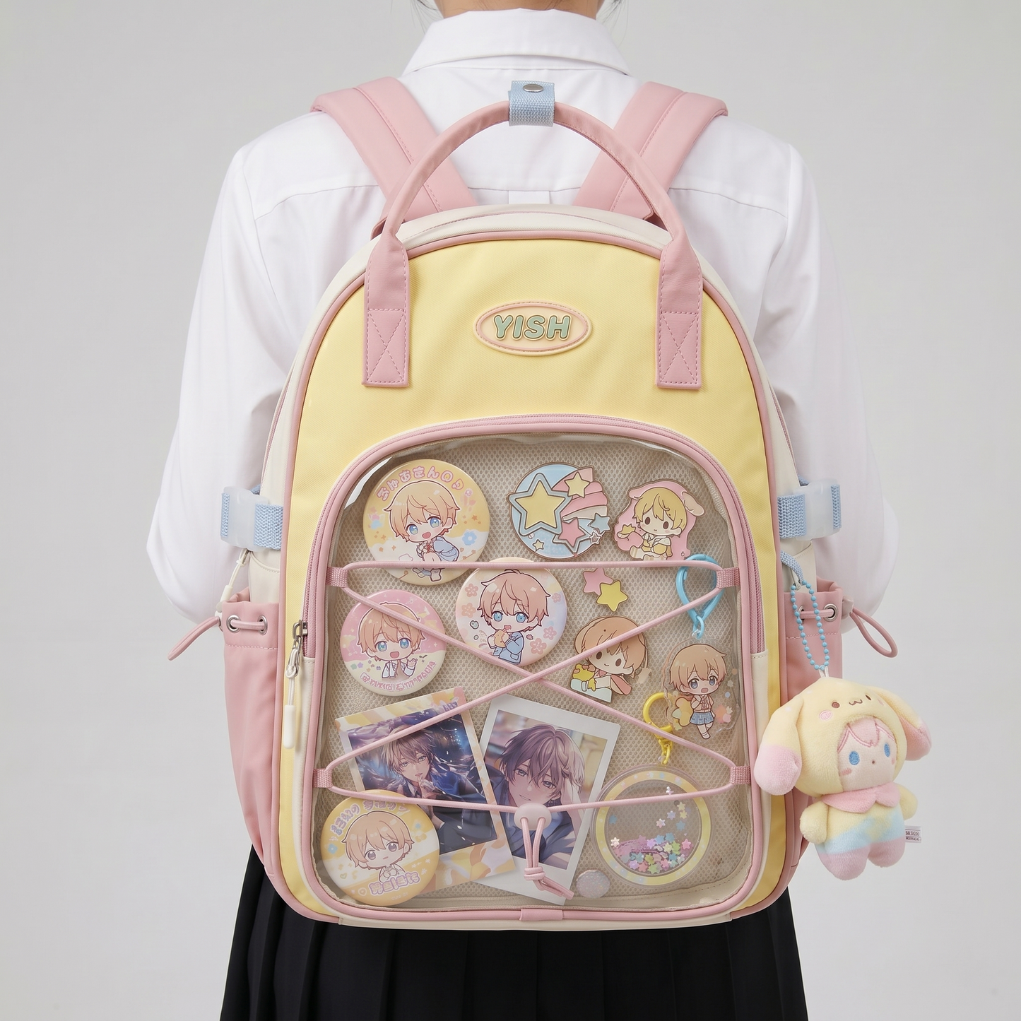 Hikaru Frame Itabag Backpack – Ita Bag School Backpack dengan Clear Window, Elastic Display Grid & Multi Pocket