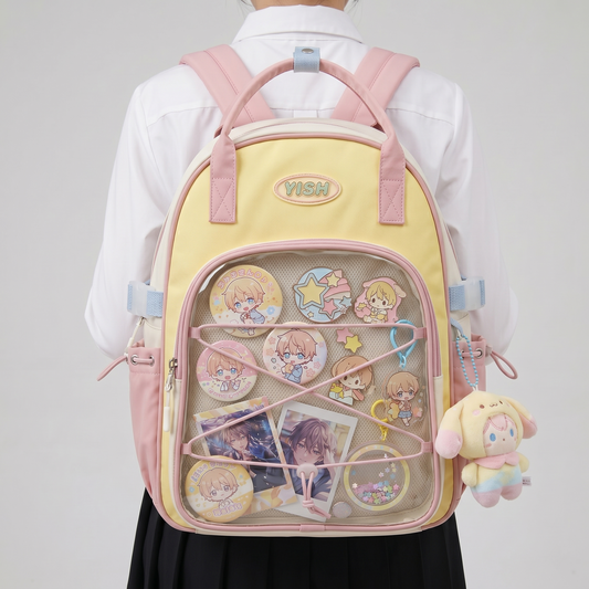 Hikaru Frame Itabag Backpack – Ita Bag School Backpack dengan Clear Window, Elastic Display Grid & Multi Pocket