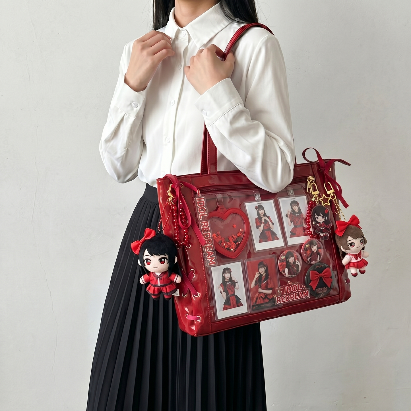 Pika Y2K Dopamine Red Large ita bag | Cute Kawaii totebag itabag, Custom Anime Oshikatsu Window Display Bag | ITABAG58