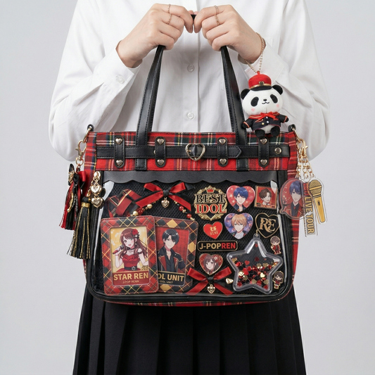 Akakuro Y2K Dopamine Gingham Handbag Large Pink ita bag | Cute Kawaii itabag, Custom Anime Oshikatsu Window Display Bag