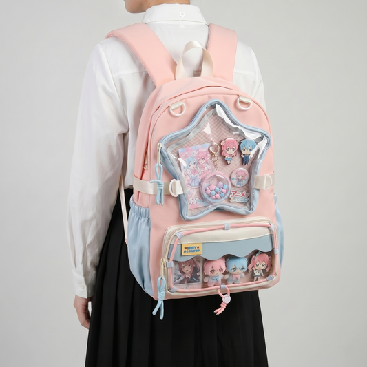 Kira the Star Window Ita Bag Backpack – Dual Pocket Itabag Rucksack, Clear Display Pin Bag, Kawaii Oshikatsu Bag