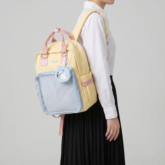 Hanamatsuri Pocket Itabag Backpack – Kawaii Ita Bag Backpack, Oshikatsu Pin Display Bag with Mesh Window, School & Casual Daypack