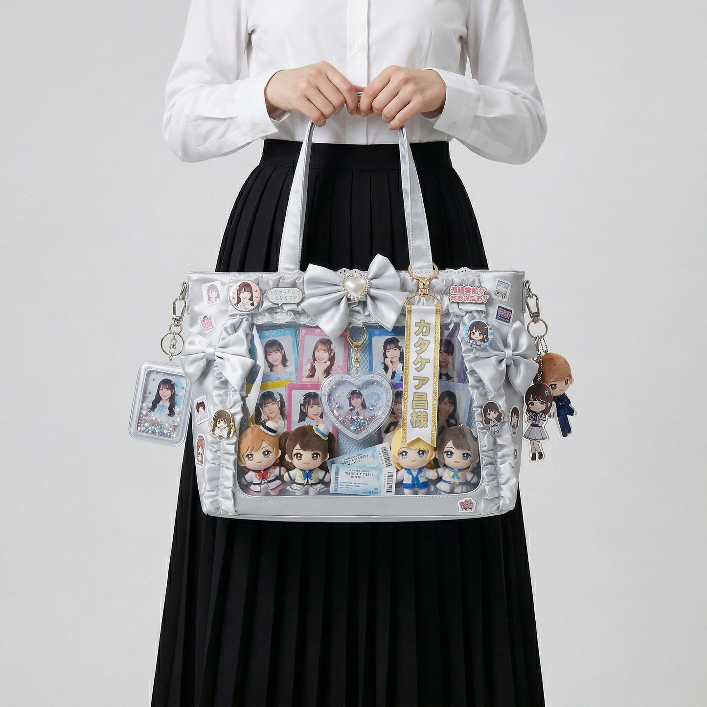 Musubi the Wide Y2K Dopamine Ribbon Bow Shopper Tote Multi Pocket Ita Bag | Cute Kawaii Itabag backpack, Custom Oshikatsu Window Display Bag