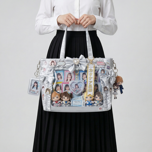 Musubi the Wide Y2K Dopamine Ribbon Bow Shopper Tote Multi Pocket Ita Bag | Cute Kawaii Itabag backpack, Custom Oshikatsu Window Display Bag