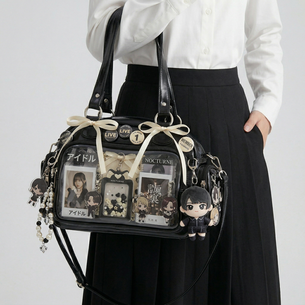 Emi Wide Shoulder Ita Bag main product view showing wide front display window and compact structured silhouette