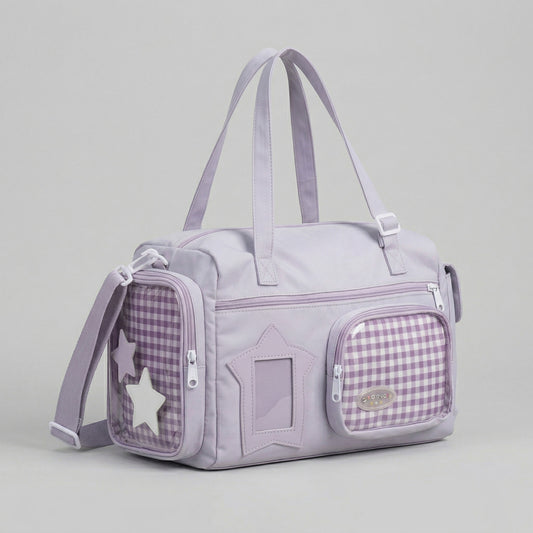 Taiko Drum Duffle Ita Bag front view showing large display window and rounded structured silhouette