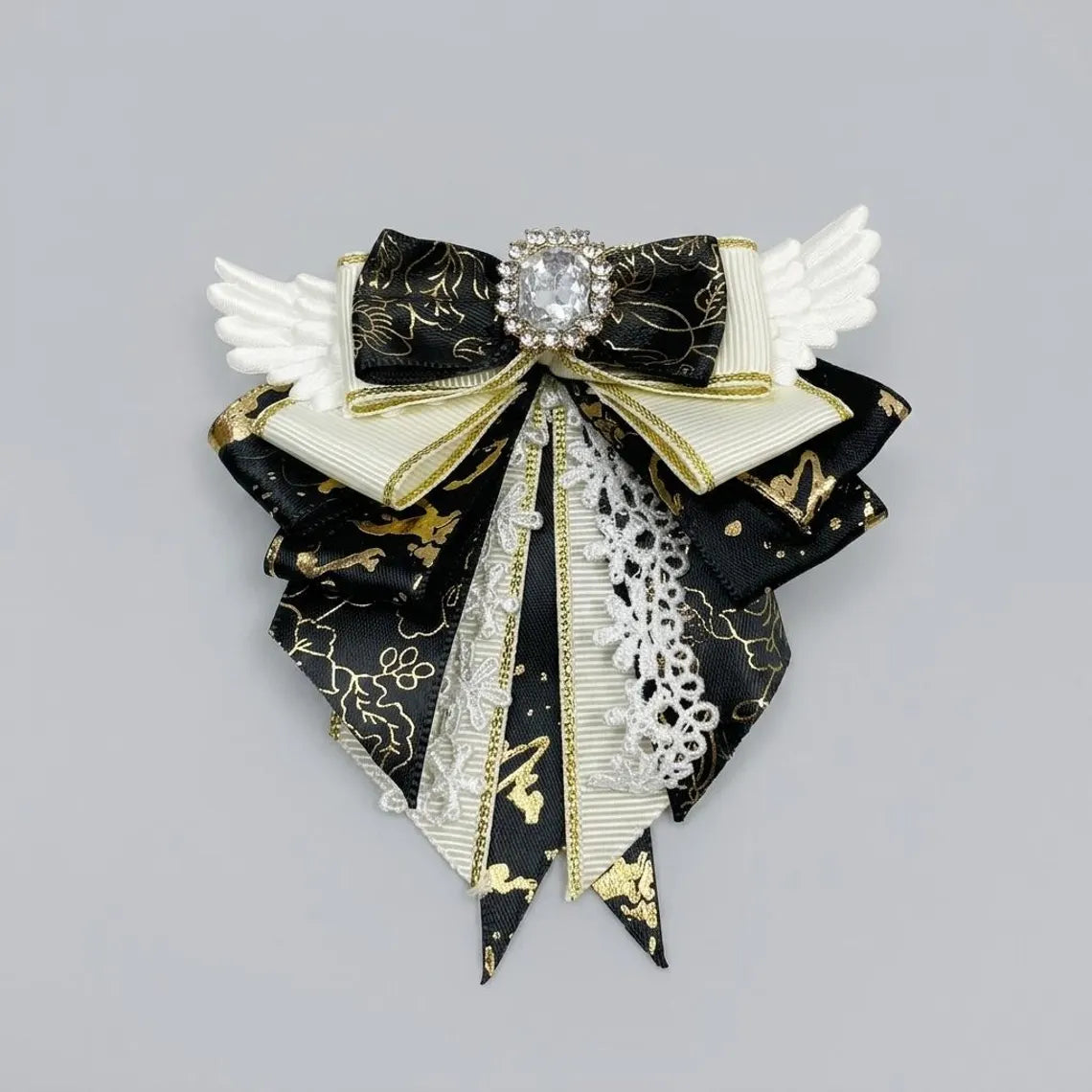 Black Ita Bag Accessories Set | Ribbon Bow Charm, Pin Holder, Badge Holder, Photocard Holder, Ita Bag Accessories, Oshikatsu Decor