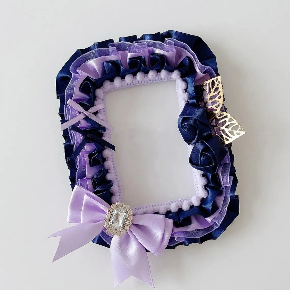 Purple Ita Bag Accessories Set | Ribbon Bow Charm, Pin Holder, Photocard Holder, Ita Bag Accessories, Oshikatsu Decor