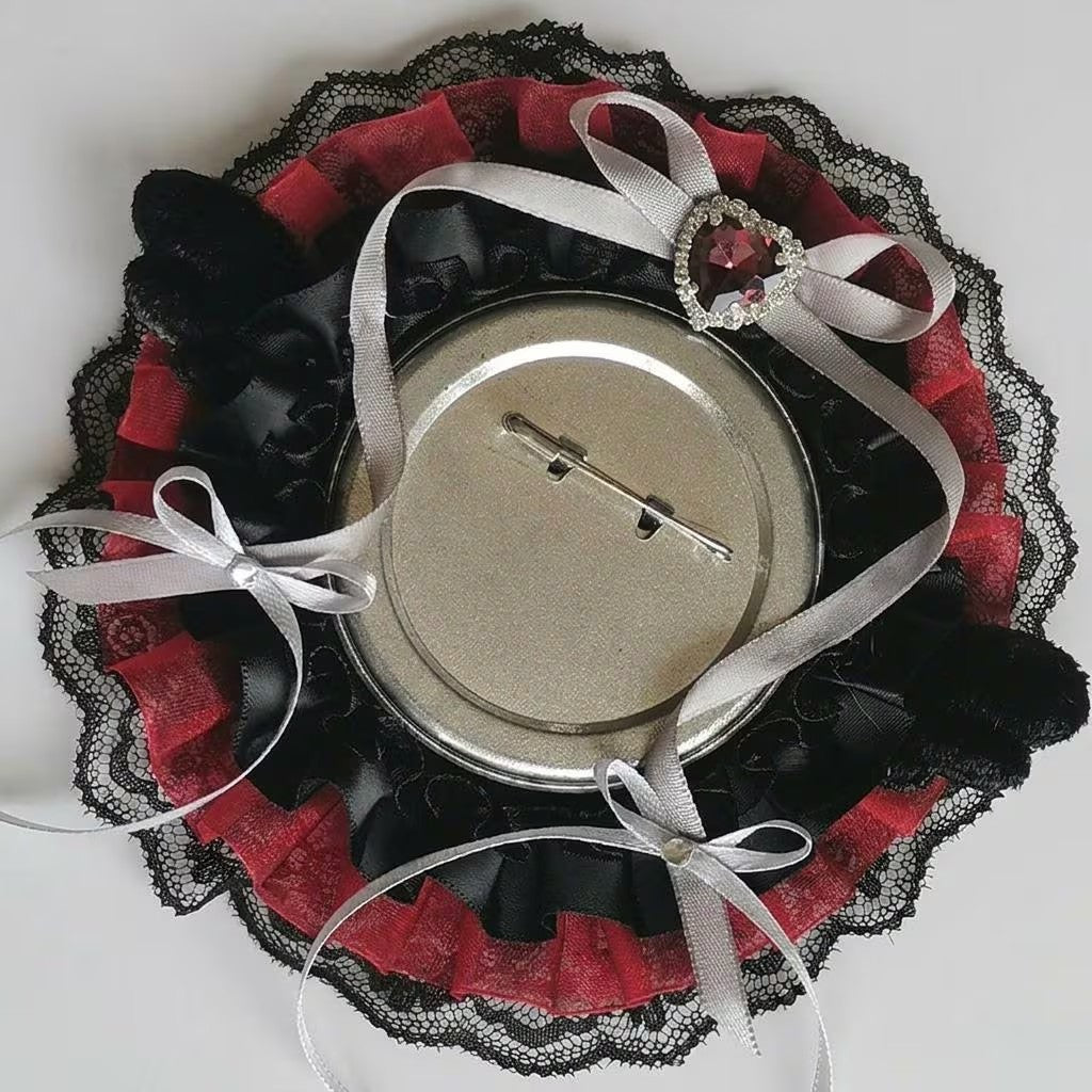 Red Ita Bag Accessories Set | Ribbon Bow Charm, Pin Holder, Badge Holder, Photocard Holder, Ita Bag Accessories, Oshikatsu Decor