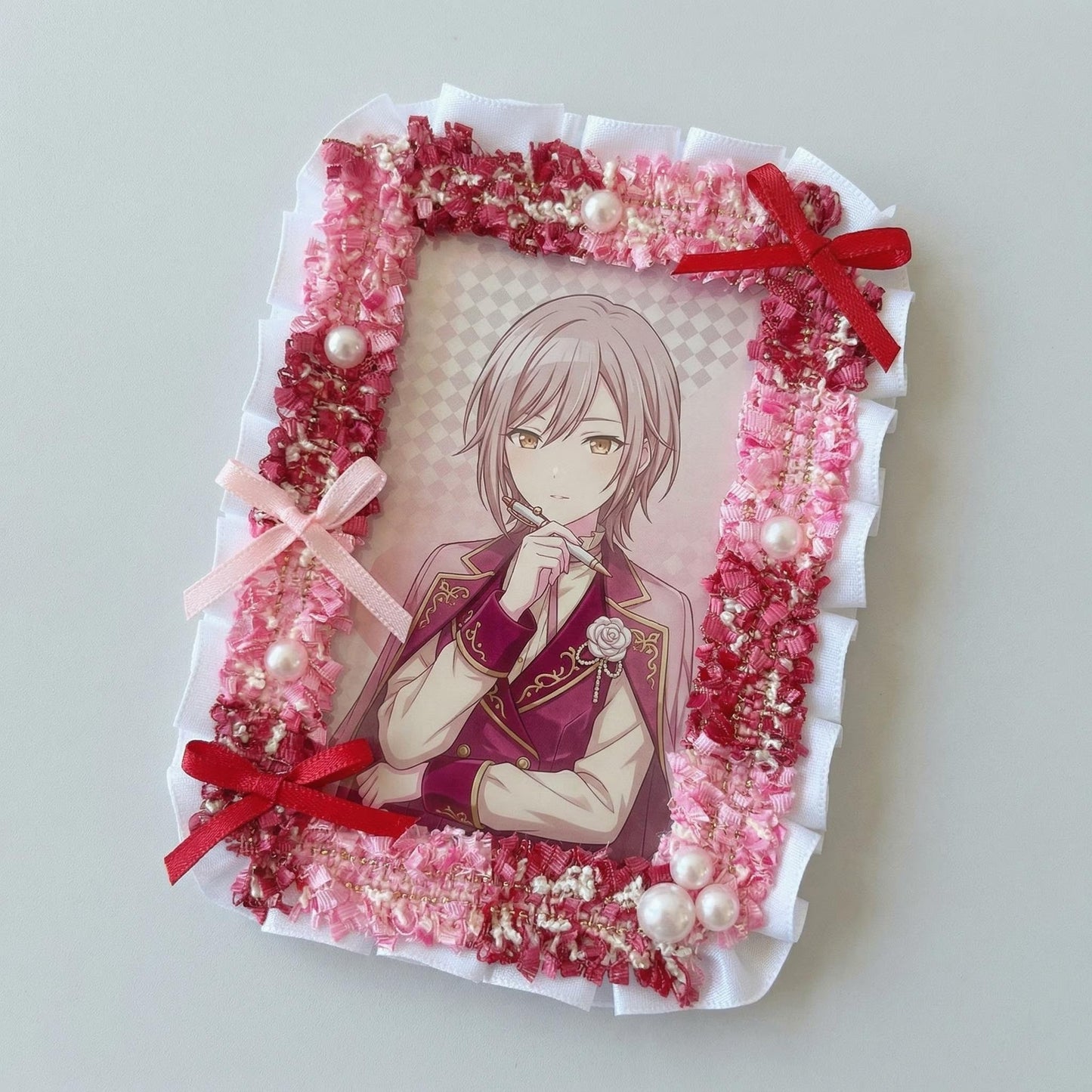 Red Ita Bag Accessories Set | Ribbon Bow Charm, Pin Holder, Badge Holder, Photocard Holder, Ita Bag Accessories, Oshikatsu Decor