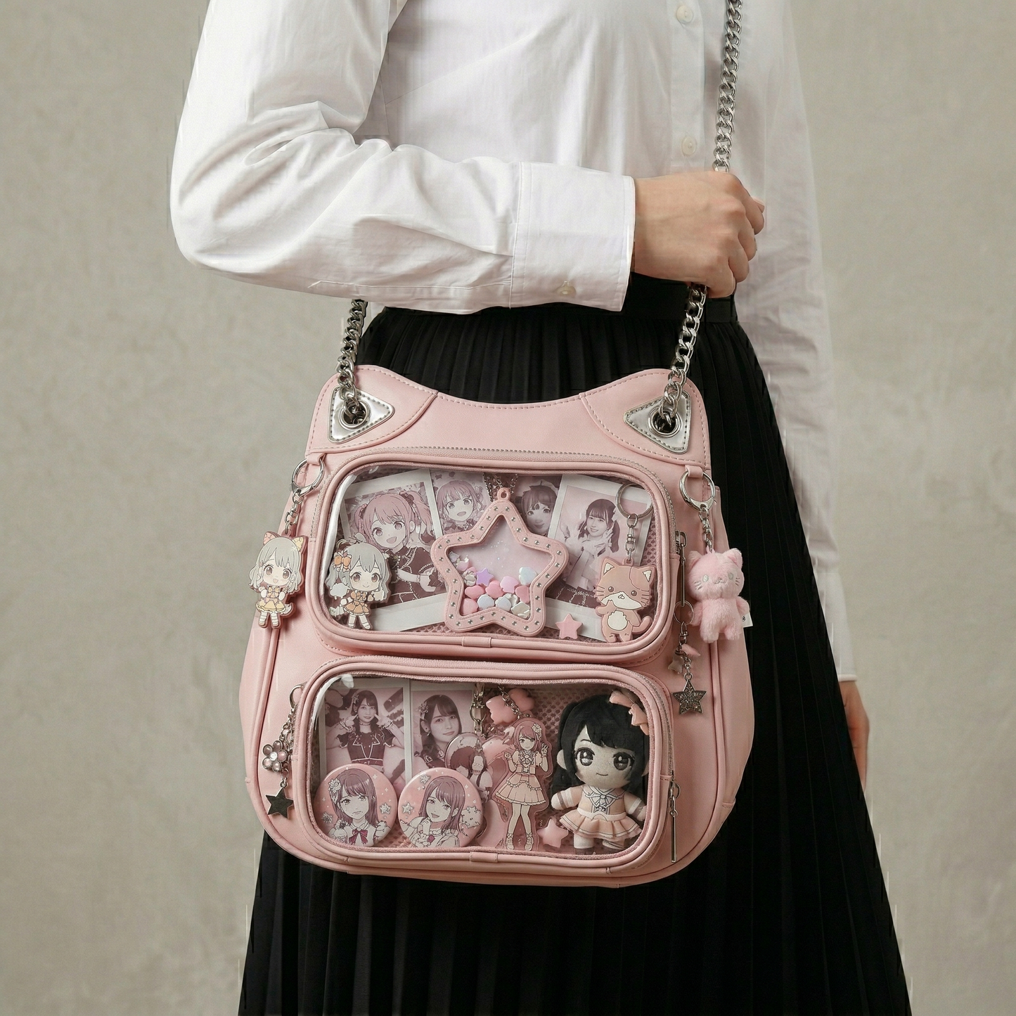 Neko Y2K Dopamine Cat Ear Multi Pocket Large Yellow Ita Bag | Cute Kawaii itabag, ita bag backpack, Custom Anime Oshikatsu Daypack