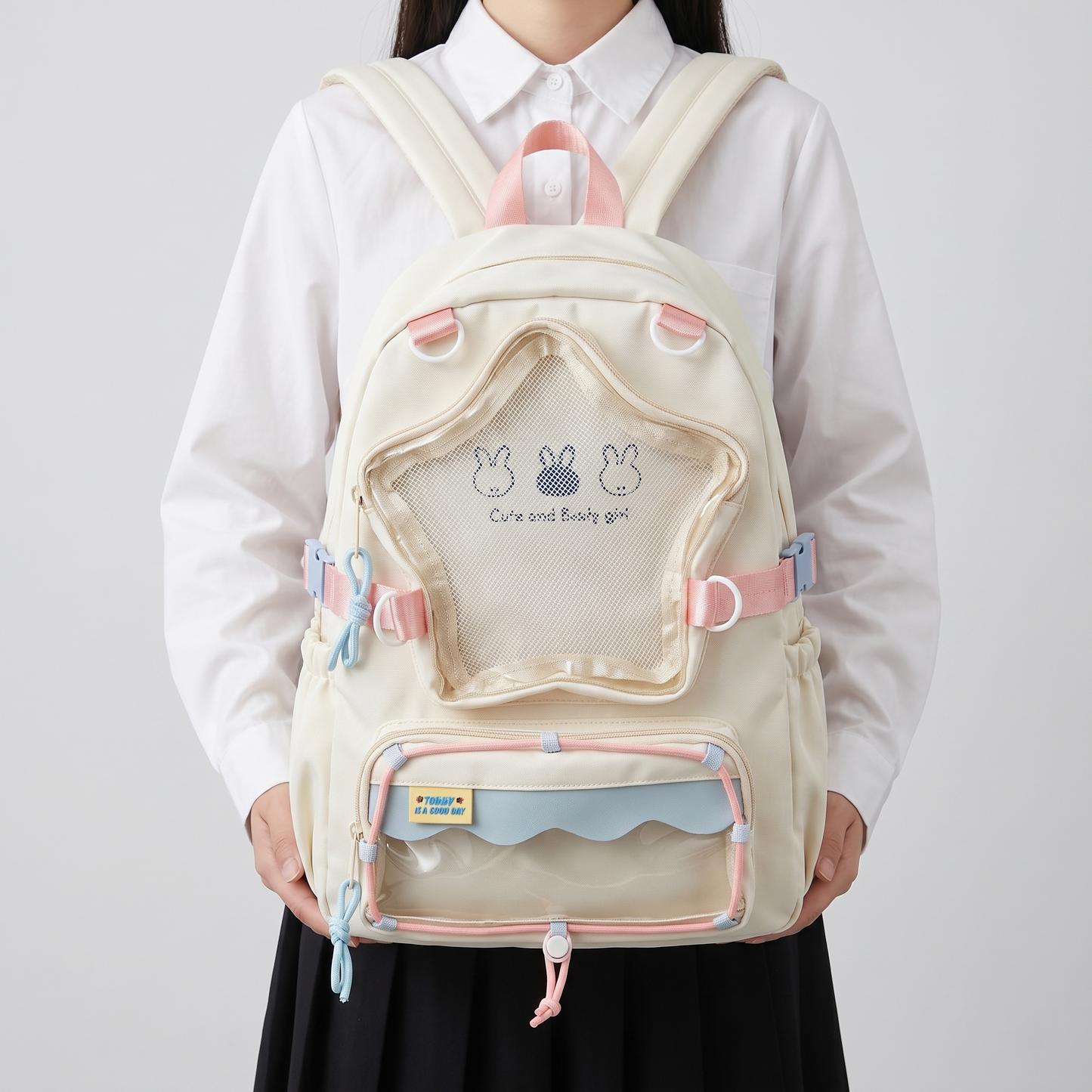 Kira the Star Window Ita Bag Backpack – Dual Pocket Itabag Rucksack, Clear Display Pin Bag, Kawaii Oshikatsu Bag