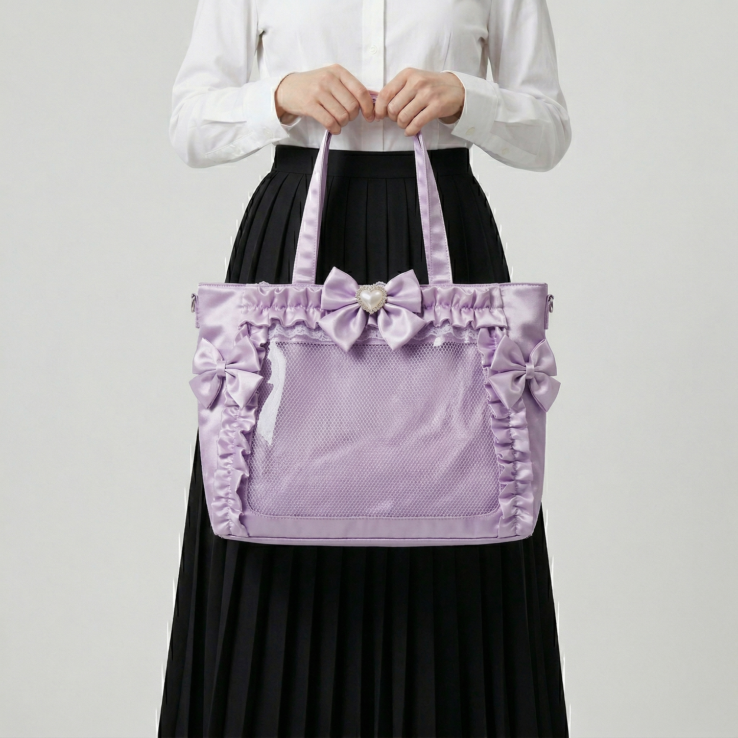 Musubi the Wide Y2K Dopamine Ribbon Bow Shopper Tote Multi Pocket Ita Bag | Cute Kawaii Itabag backpack, Custom Oshikatsu Window Display Bag