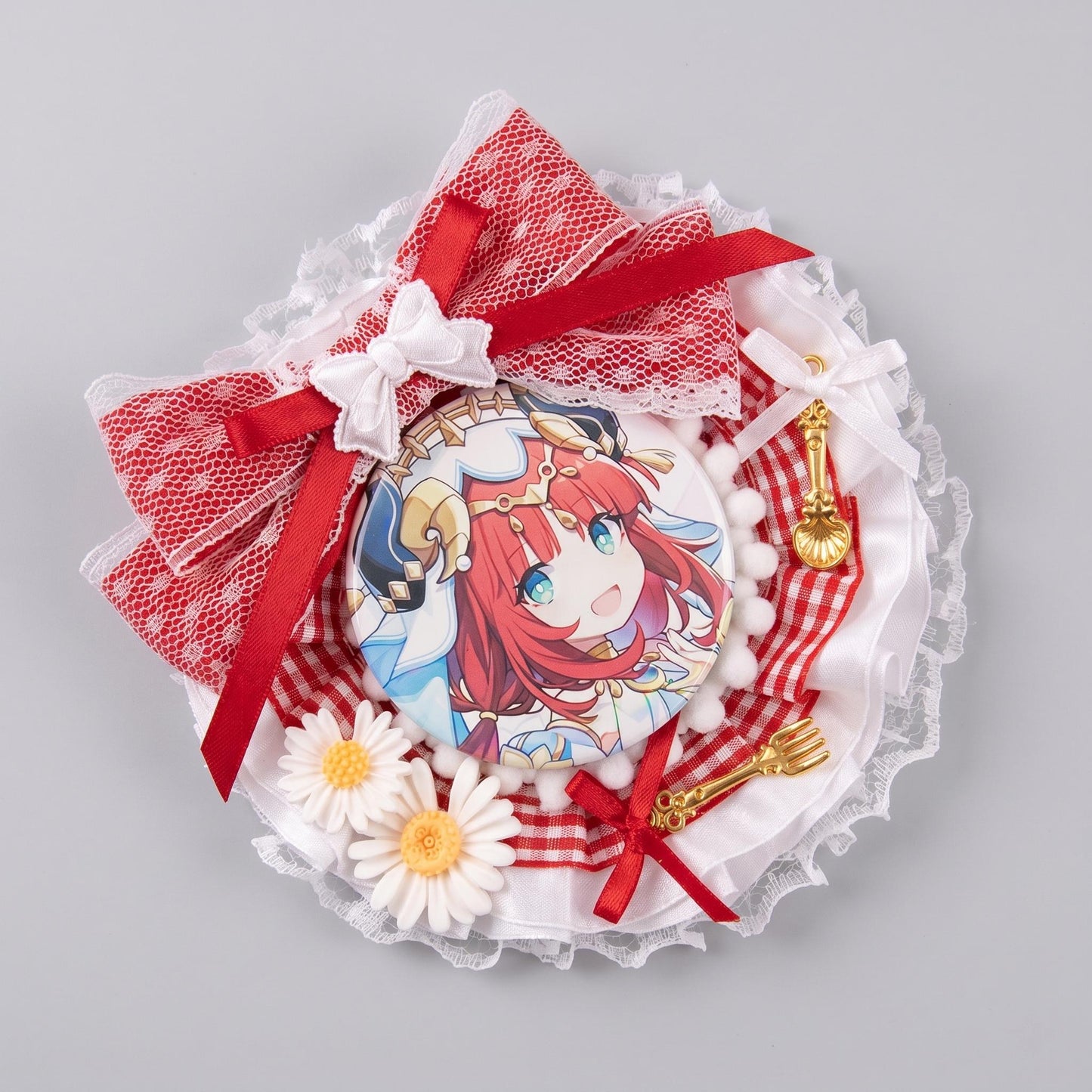 Red Ita Bag Accessories Set | Ribbon Bow Charm, Pin Holder, Badge Holder, Photocard Holder, Ita Bag Accessories, Oshikatsu Decor
