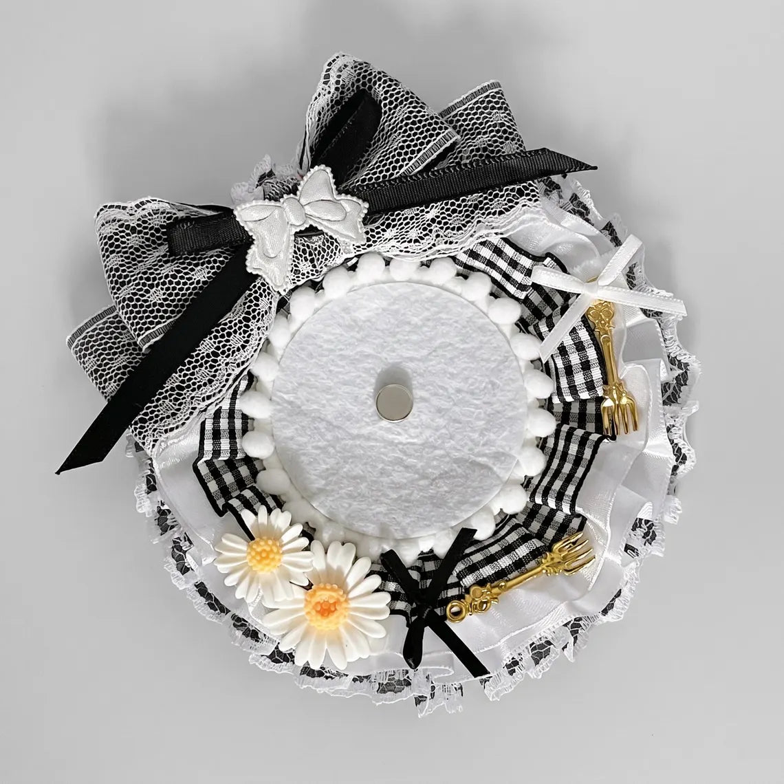 Black Ita Bag Accessories Set | Ribbon Bow Charm, Pin Holder, Badge Holder, Photocard Holder, Ita Bag Accessories, Oshikatsu Decor