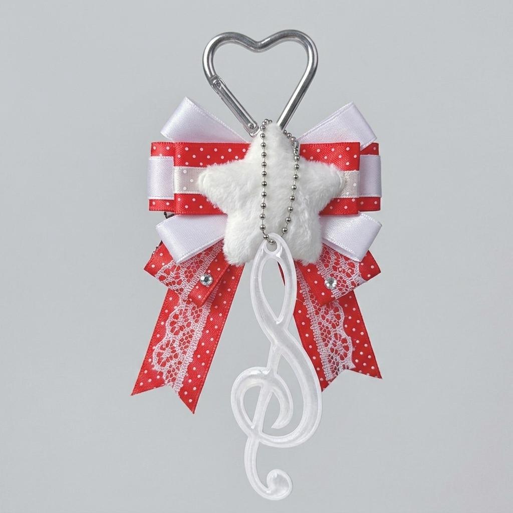 Red Ita Bag Accessories Set | Ribbon Bow Charm, Pin Holder, Badge Holder, Photocard Holder, Ita Bag Accessories, Oshikatsu Decor