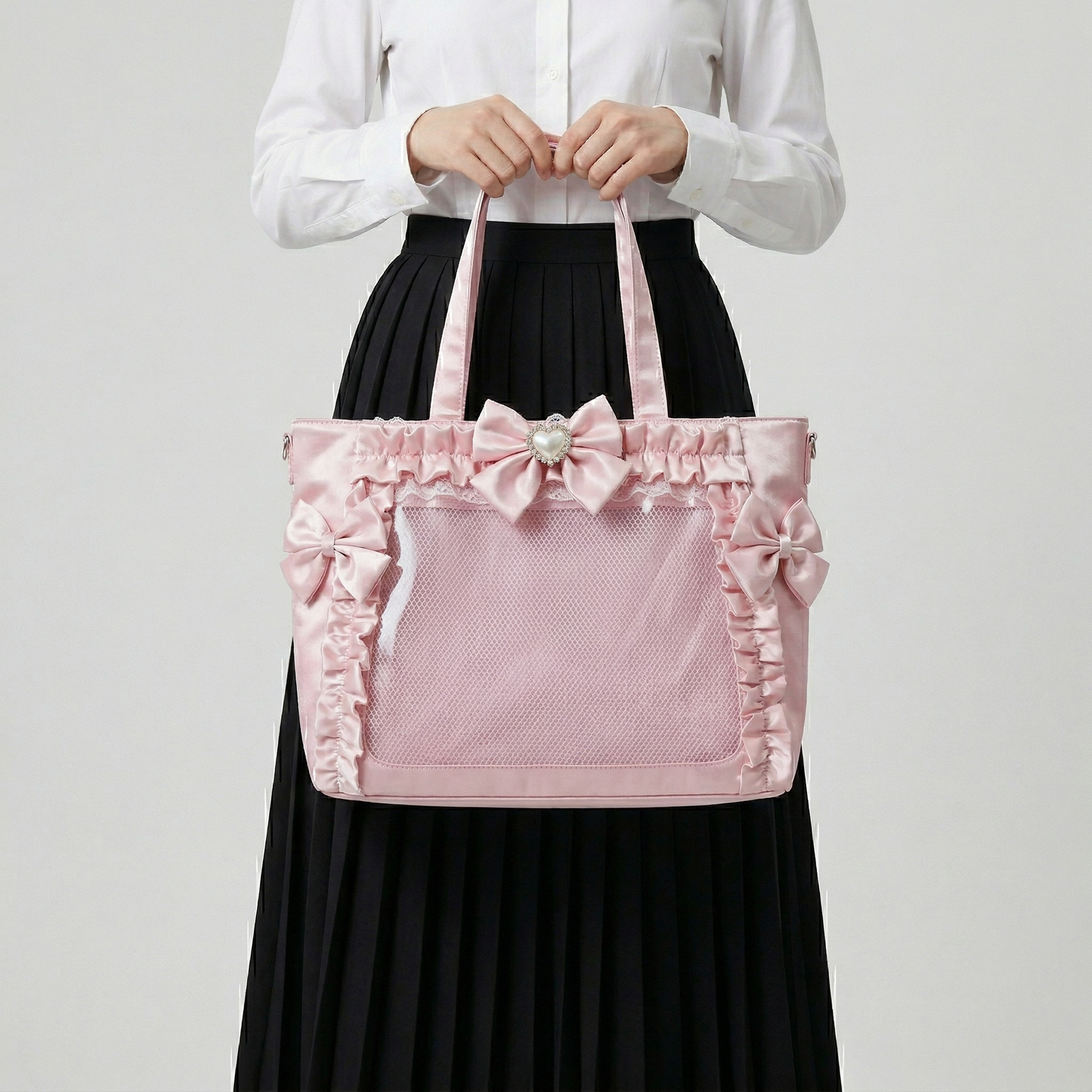 Musubi the Wide Y2K Dopamine Ribbon Bow Shopper Tote Multi Pocket Ita Bag | Cute Kawaii Itabag backpack, Custom Oshikatsu Window Display Bag