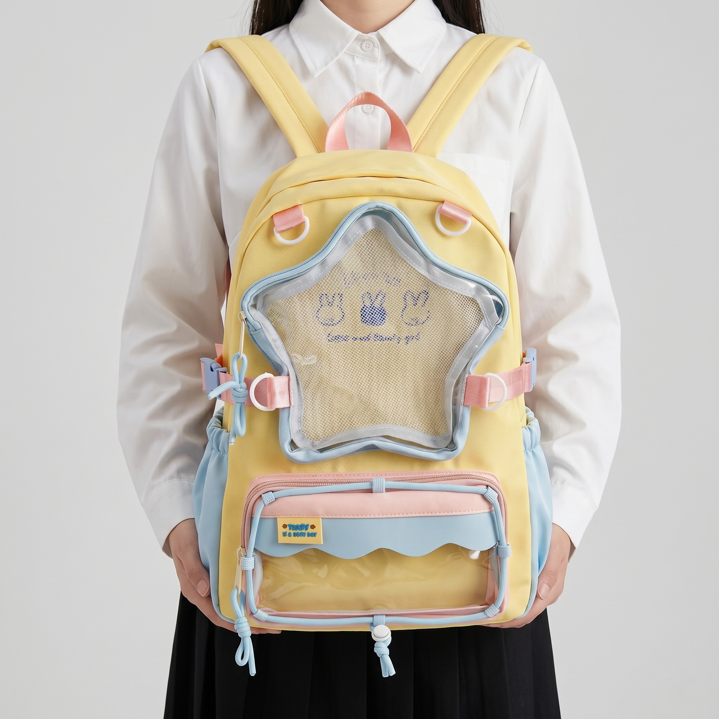 Kira the Star Window Ita Bag Backpack – Dual Pocket Itabag Rucksack, Clear Display Pin Bag, Kawaii Oshikatsu Bag