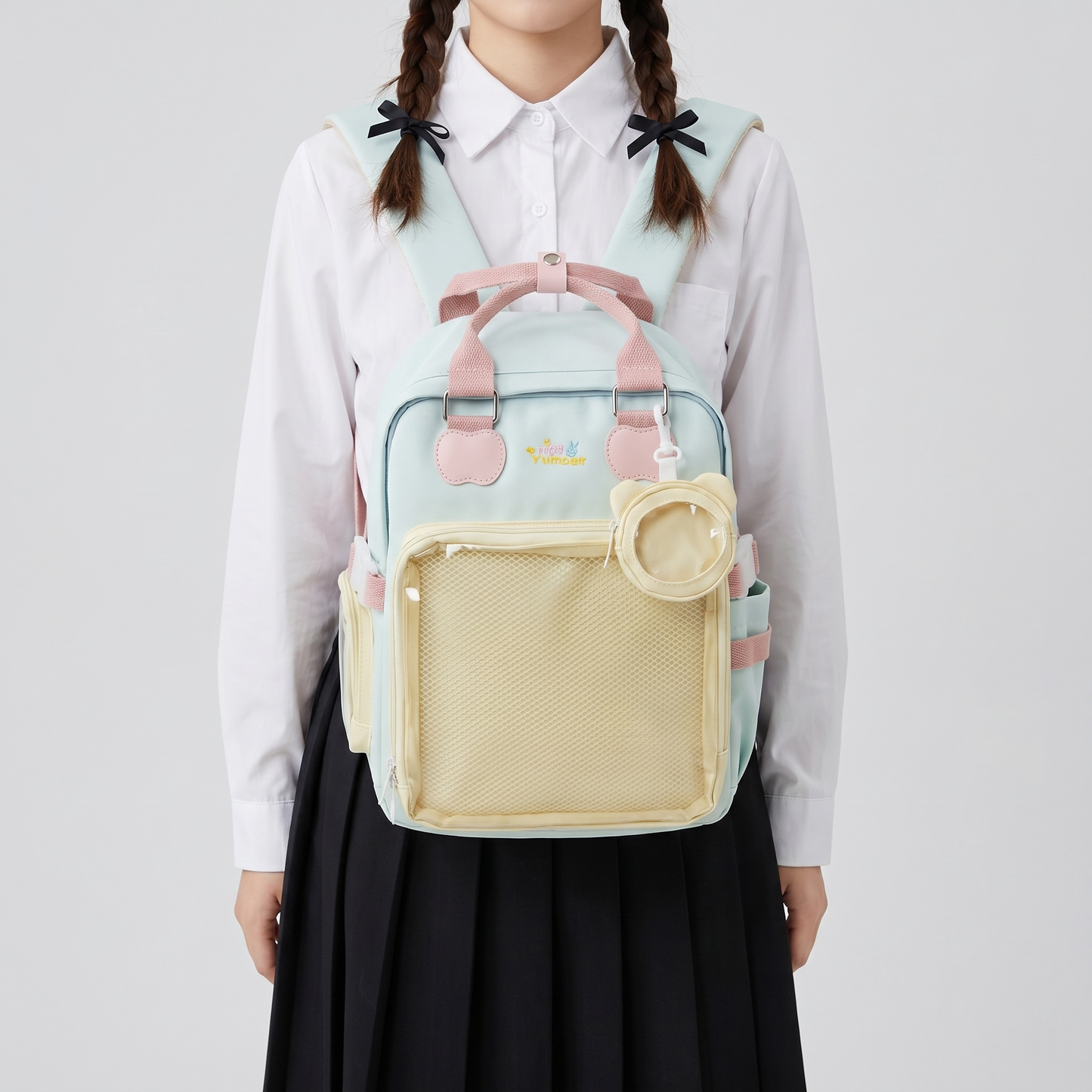 Hanamatsuri Pocket Itabag Backpack – Kawaii Ita Bag Backpack, Oshikatsu Pin Display Bag with Mesh Window, School & Casual Daypack