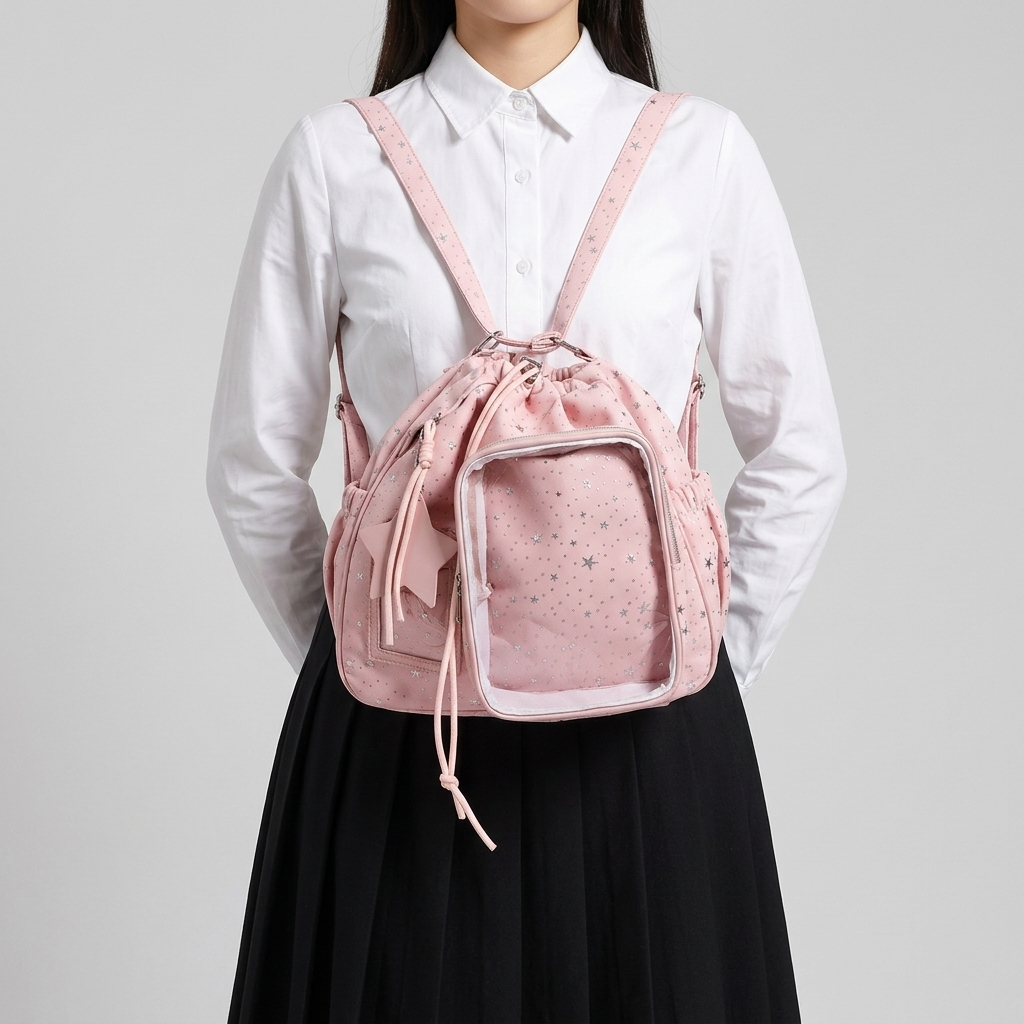 Reina Y2K Dopamine Pink ita bag drawstring backpack | Cute Kawaii ita bag, Custom Anime Oshikatsu Window Display Bag