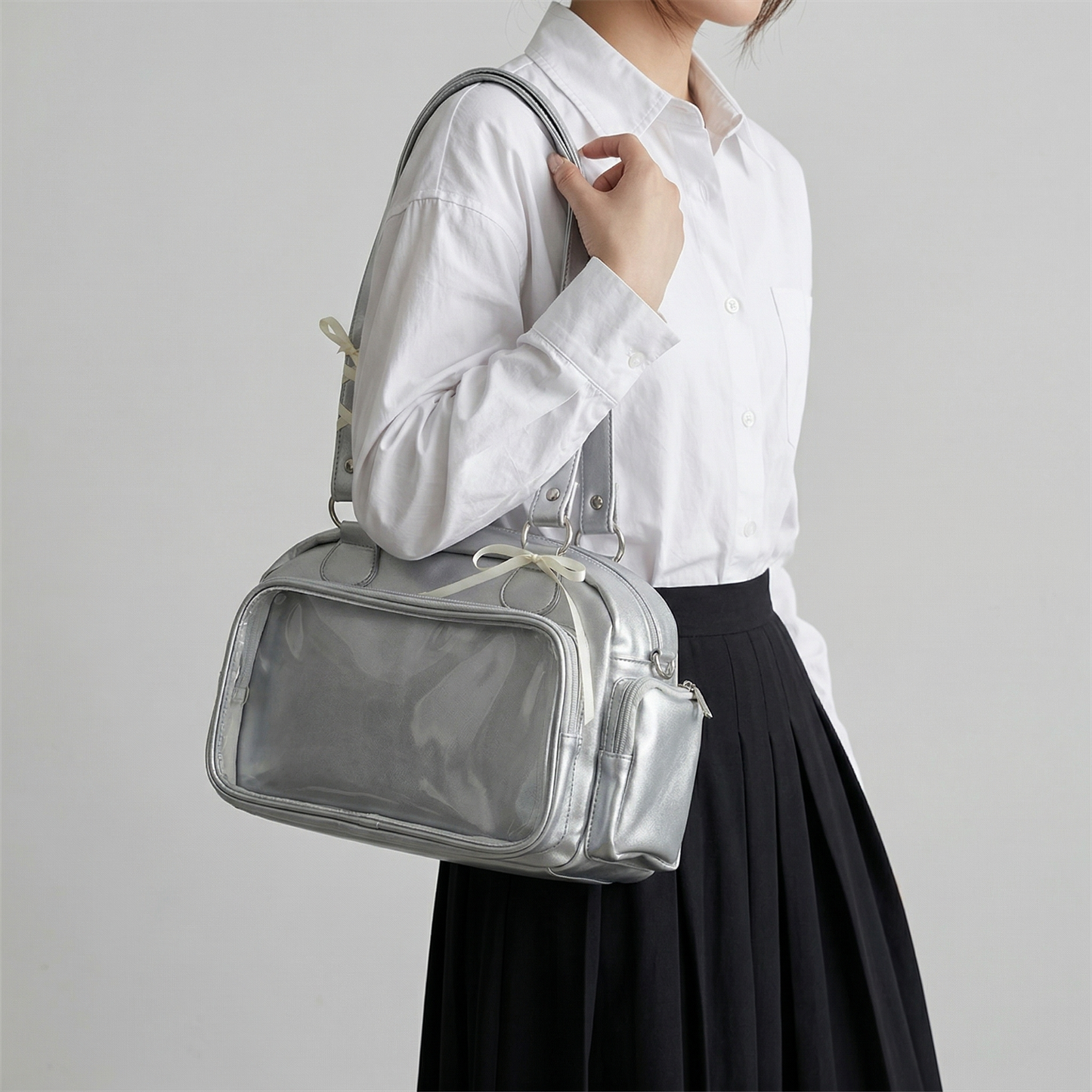Emi Wide Display Itabag | Y2K Dopamine Cute Black Handbag Cute Kawaii Large ita bag, Custom Anime Oshikatsu Window Display Bag