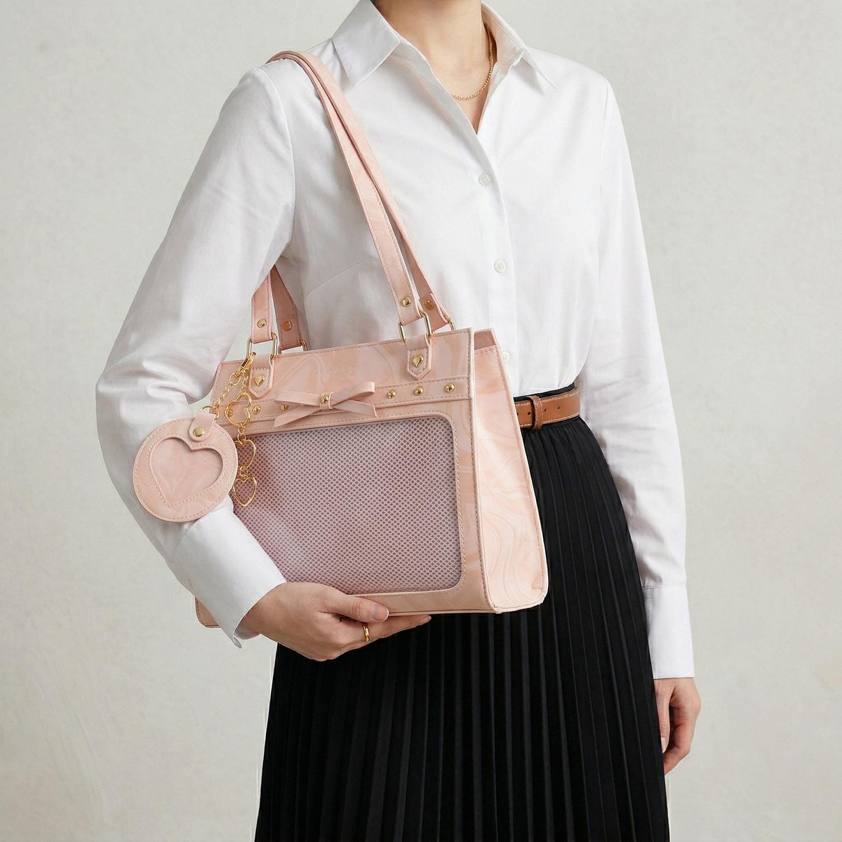 Sakura Dual Window Shoulder Ita Bag alternate product view showing two display zones and structured body