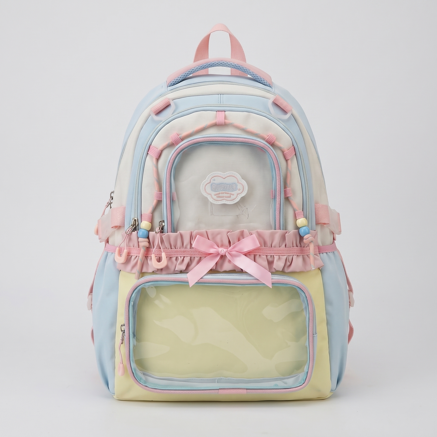 Kaori the Y2K Dopamine Multi Pocket Large Backpack Ita Bag Backpack with Custom Accessories | Oshikatsu Cute Kawaii Anime Itabag Daypack