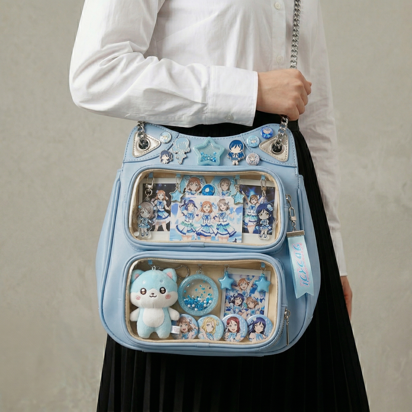 Neko Y2K Dopamine Cat Ear Multi Pocket Large Yellow Ita Bag | Cute Kawaii itabag, ita bag backpack, Custom Anime Oshikatsu Daypack