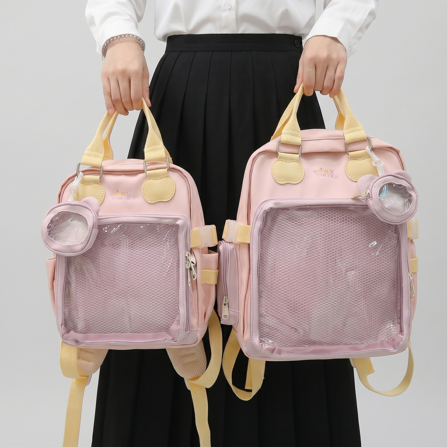 Hanamatsuri Pocket Itabag Backpack – Kawaii Ita Bag Backpack, Oshikatsu Pin Display Bag with Mesh Window, School & Casual Daypack