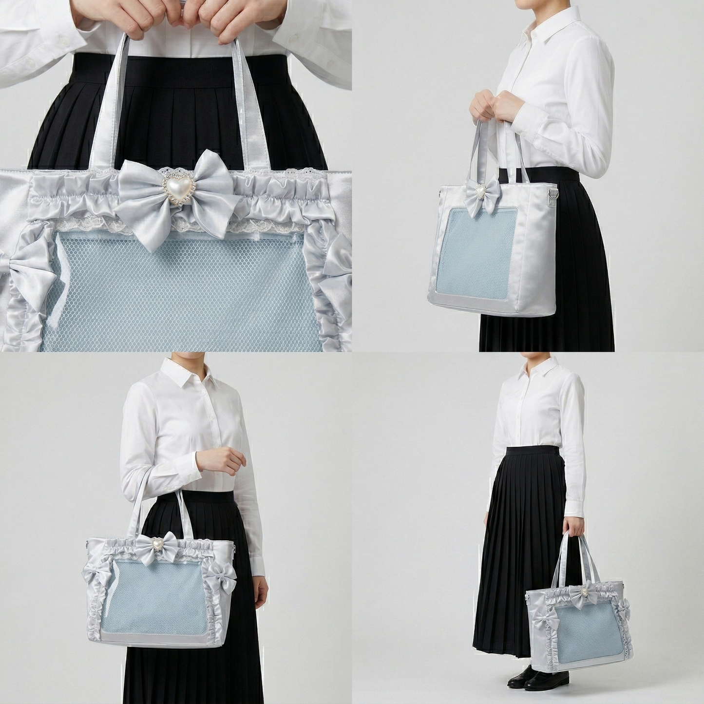 Musubi the Wide Y2K Dopamine Ribbon Bow Shopper Tote Multi Pocket Ita Bag | Cute Kawaii Itabag backpack, Custom Oshikatsu Window Display Bag