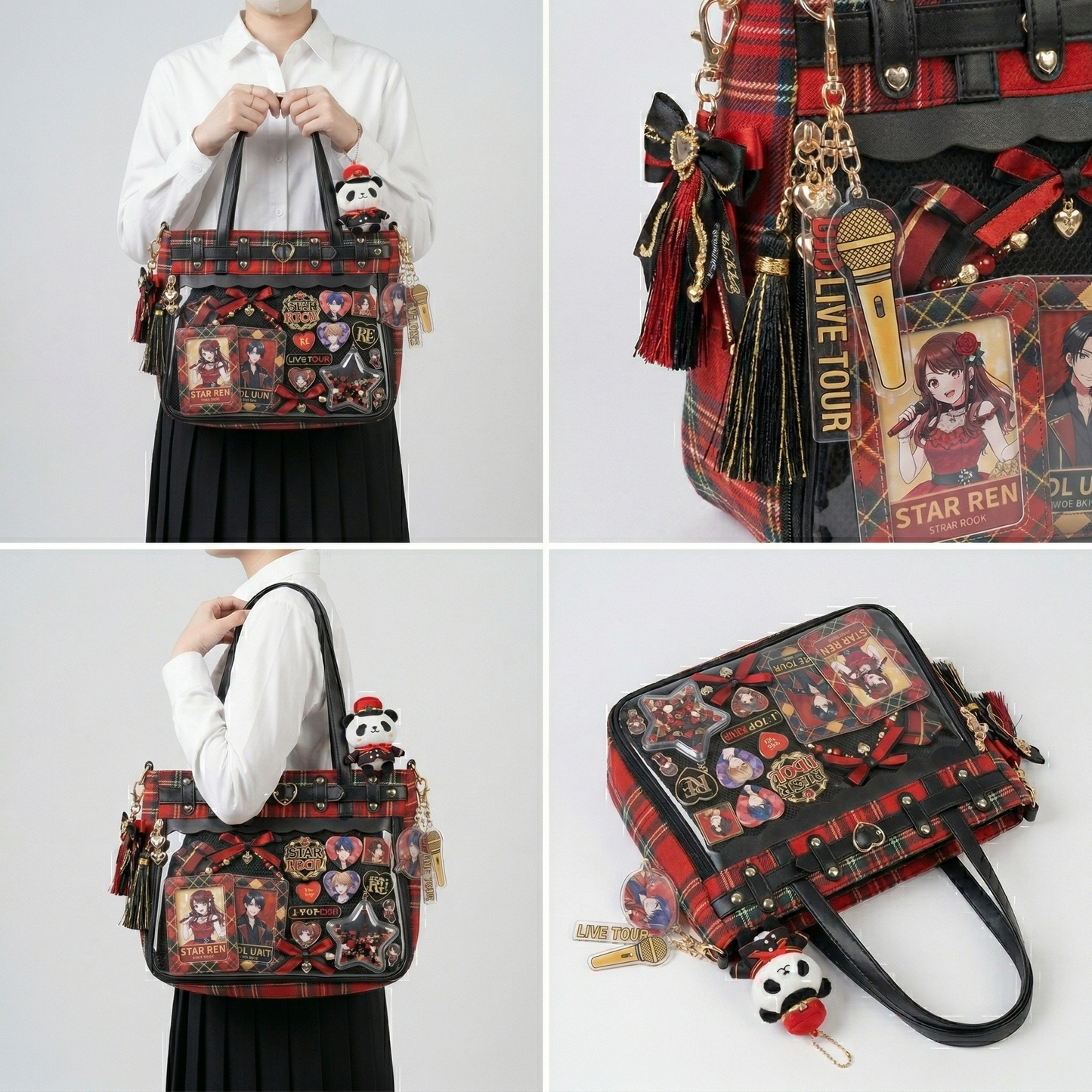 Akakuro Y2K Dopamine Gingham Handbag Large Pink ita bag | Cute Kawaii itabag, Custom Anime Oshikatsu Window Display Bag