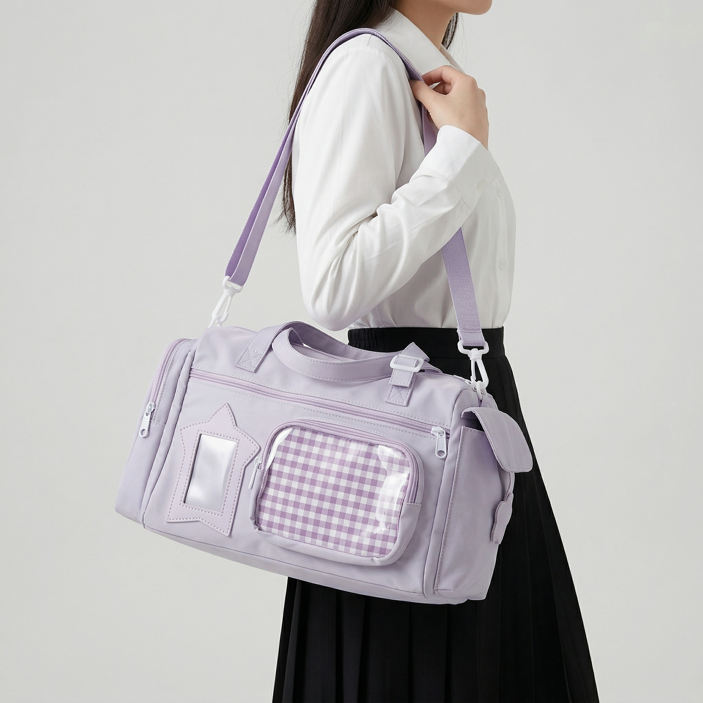 Taiko Y2K Dopamine Drum Duffle Multi Pocket Large Lilac ita bag | Kawaii itabag, itabag backpack, Custom Anime Oshikatsu Window Display Bag