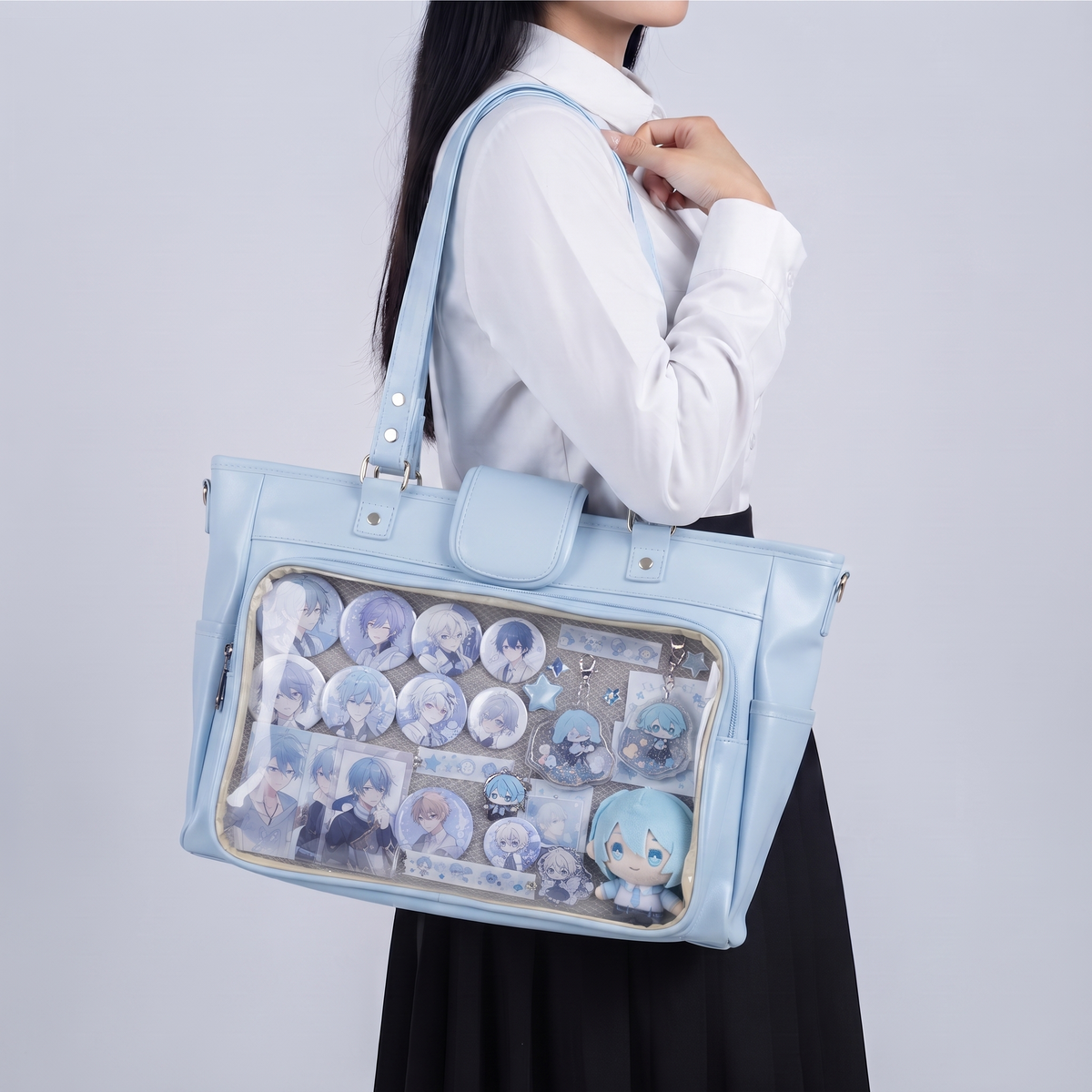 Hinata Wide Tote Ita Bag main product view showing large framed front display window and structured tote silhouette