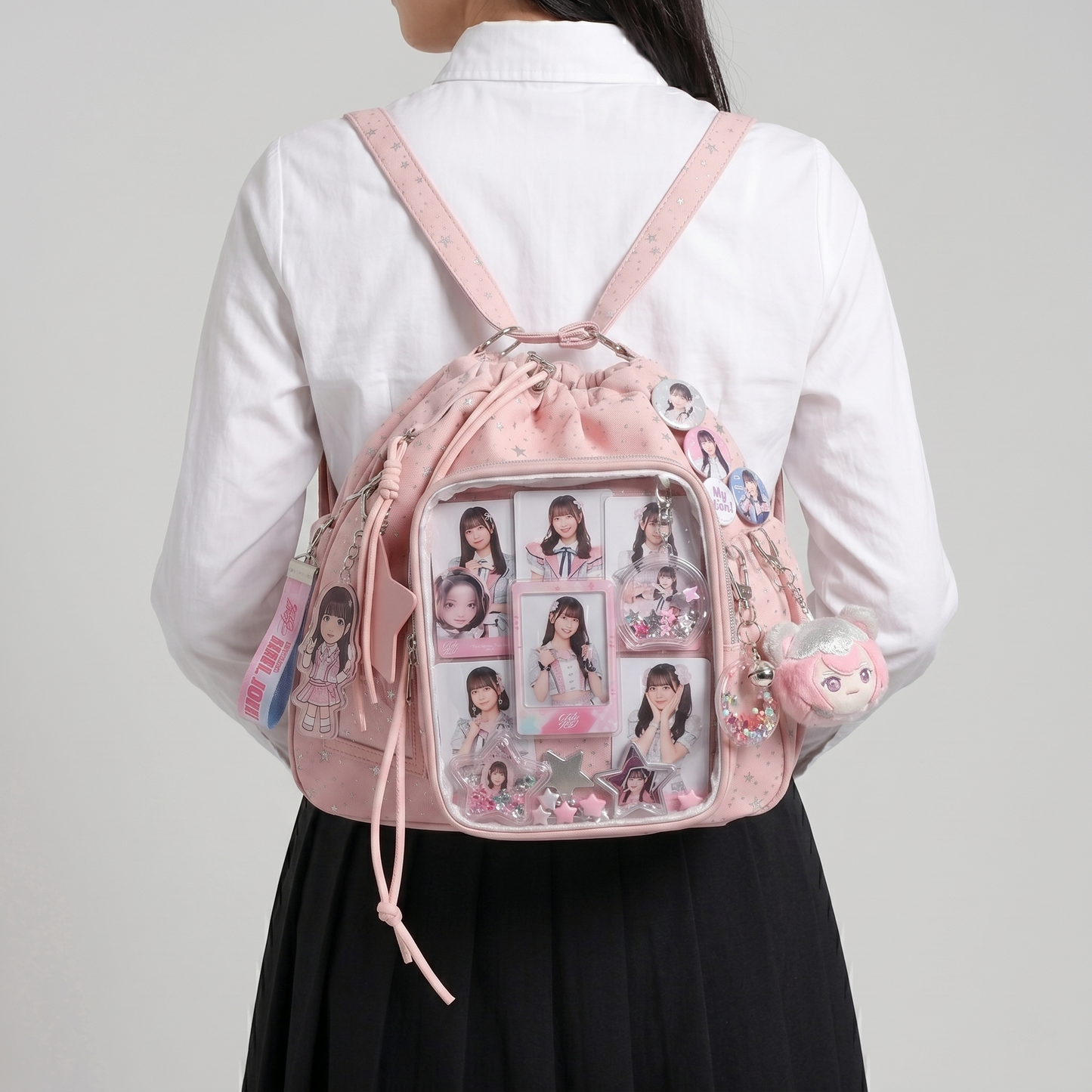 Reina Y2K Dopamine Pink ita bag drawstring backpack | Cute Kawaii ita bag, Custom Anime Oshikatsu Window Display Bag