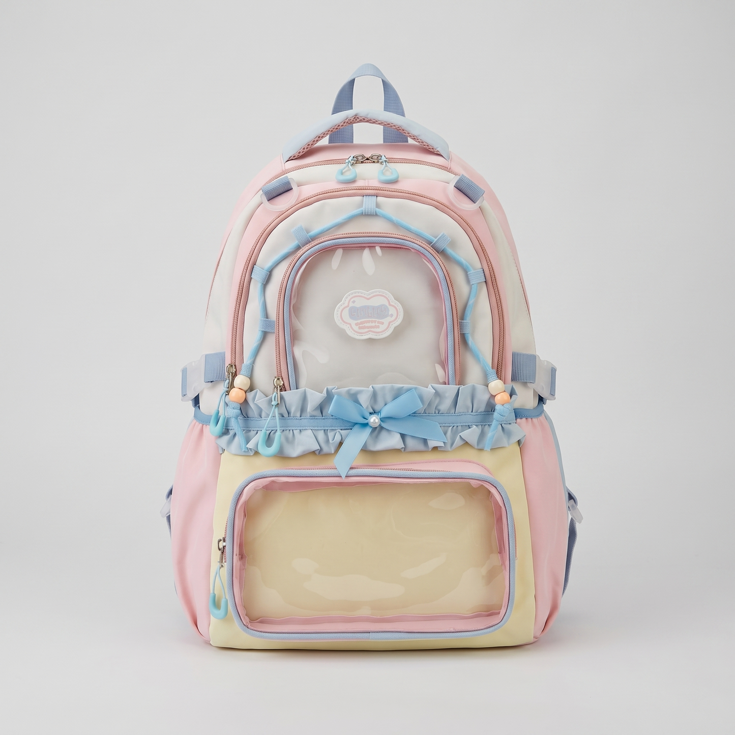 Kaori the Y2K Dopamine Multi Pocket Large Backpack Ita Bag Backpack with Custom Accessories | Oshikatsu Cute Kawaii Anime Itabag Daypack